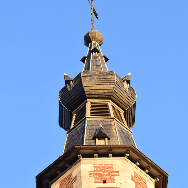 "A church tower in brussels" stock image