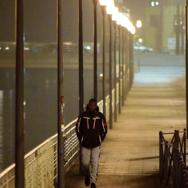 "Walking by the canal" stock image