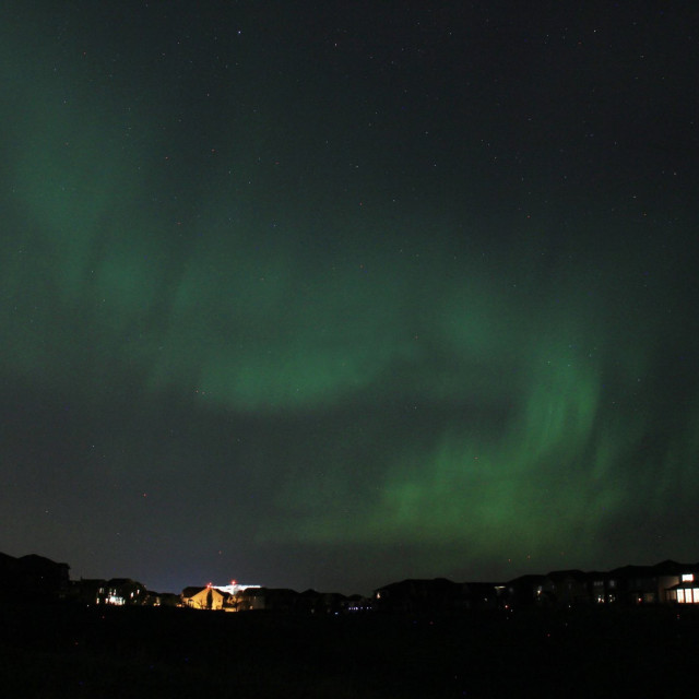 "Northern Lights Over the Suburbs" stock image