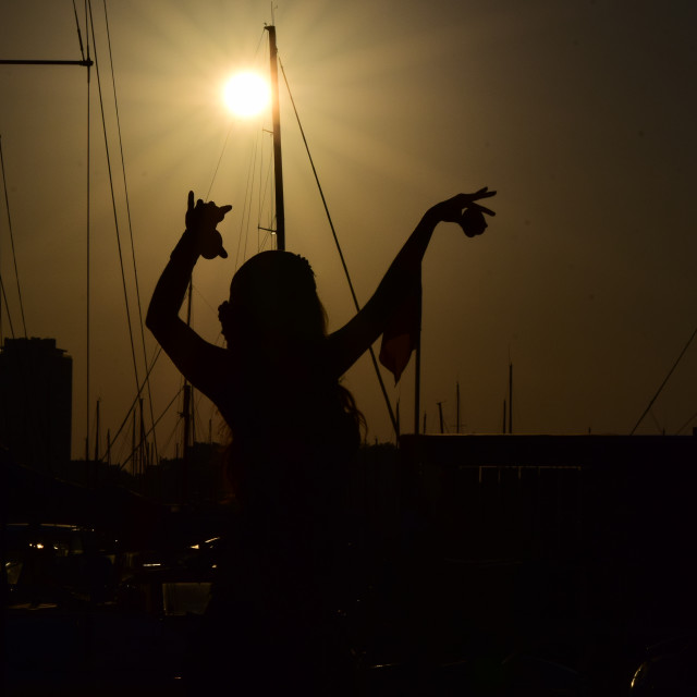 "A dancer in the sunset" stock image