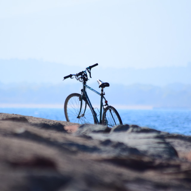 "Alone on the dyke" stock image