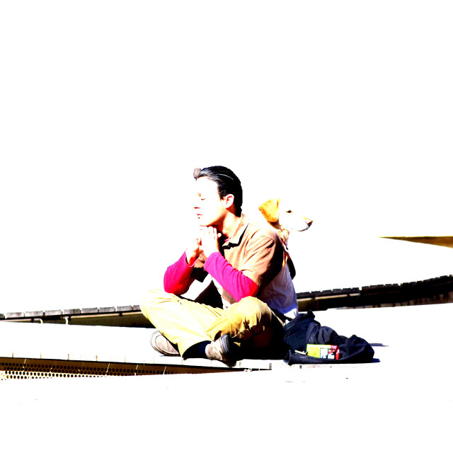 "A man with his best friend" by Amit Mendelsohn - £50.00 "A man with his best friend" stock image