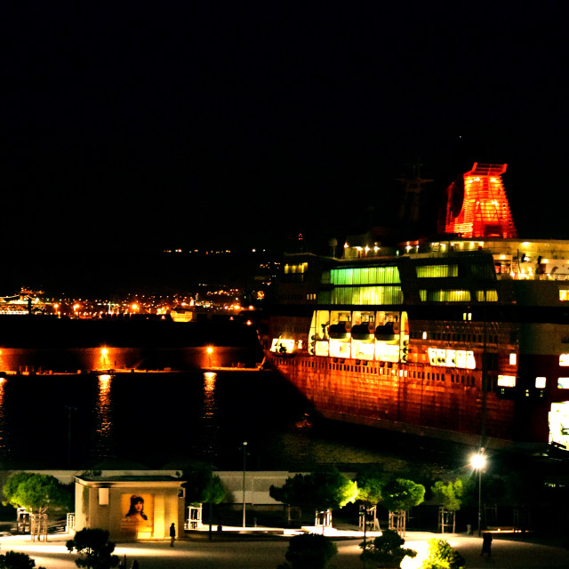 "A ferry boat at night" by Amit Mendelsohn - £50.00 "A ferry boat at night" stock image