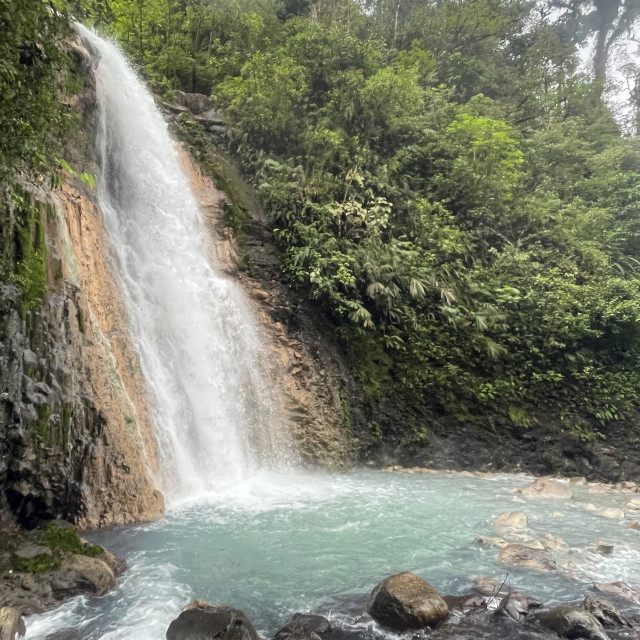 "Waterfall with Blue Water" by Melissa Minnella - £15.00 "Waterfall with Blue Water" stock image