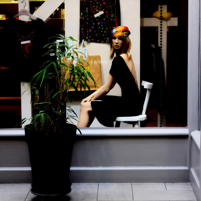 "A mannequin in the vitrine" by Amit Mendelsohn - £50.00 "A mannequin in the vitrine" stock image