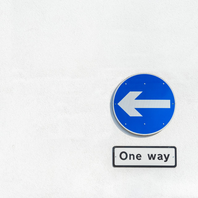 "one way traffic sign" stock image