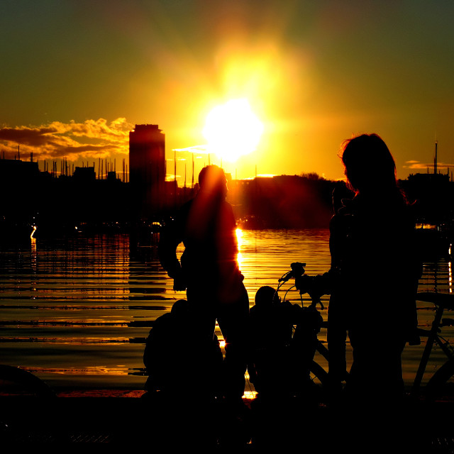 "people in the sunset" by Amit Mendelsohn - £50.00 "people in the sunset" stock image