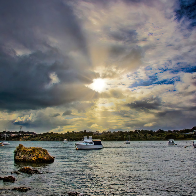 "Swan River Sunburst" stock image