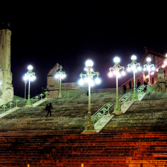 "The steps to the train station" stock image