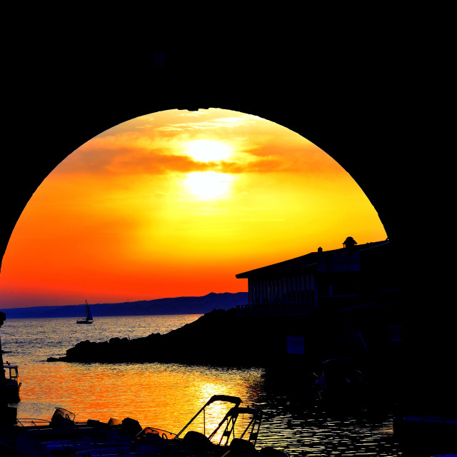 "A sunset in the arch" stock image