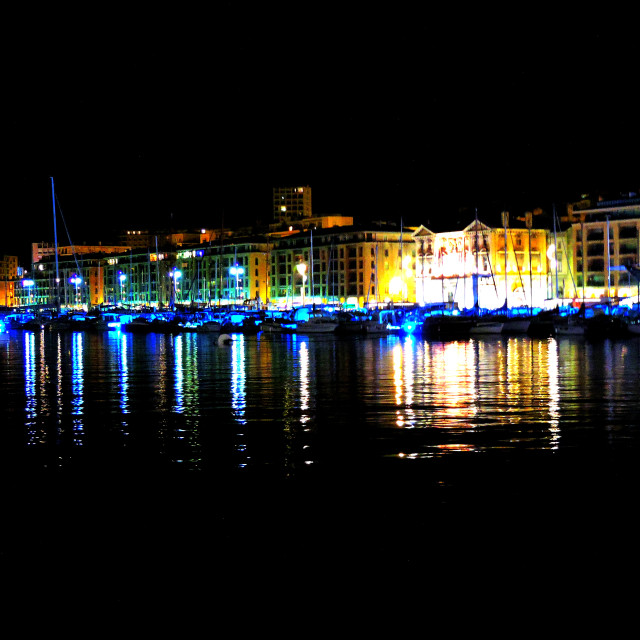 "The old port at night" stock image