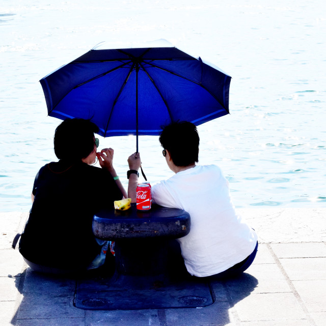 "Snacking on the port" stock image