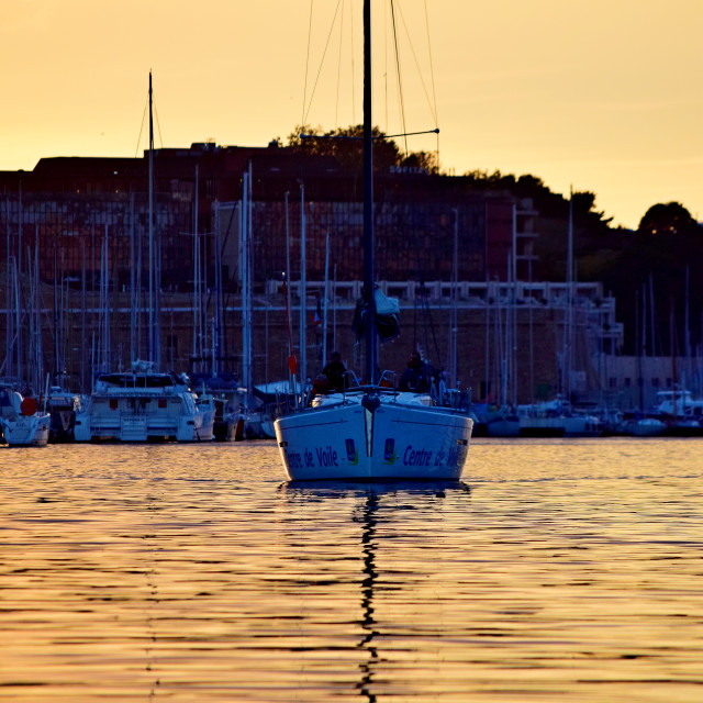 "A boat in the center" stock image