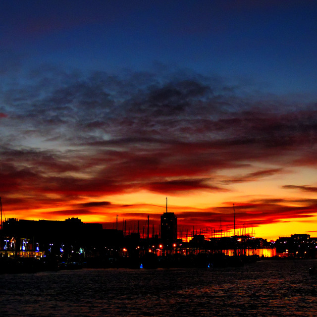 "Sunset on the port" stock image