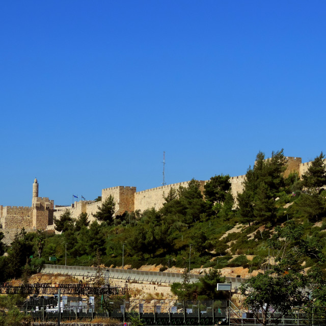 "The walls of the old city, Jerusalem" stock image