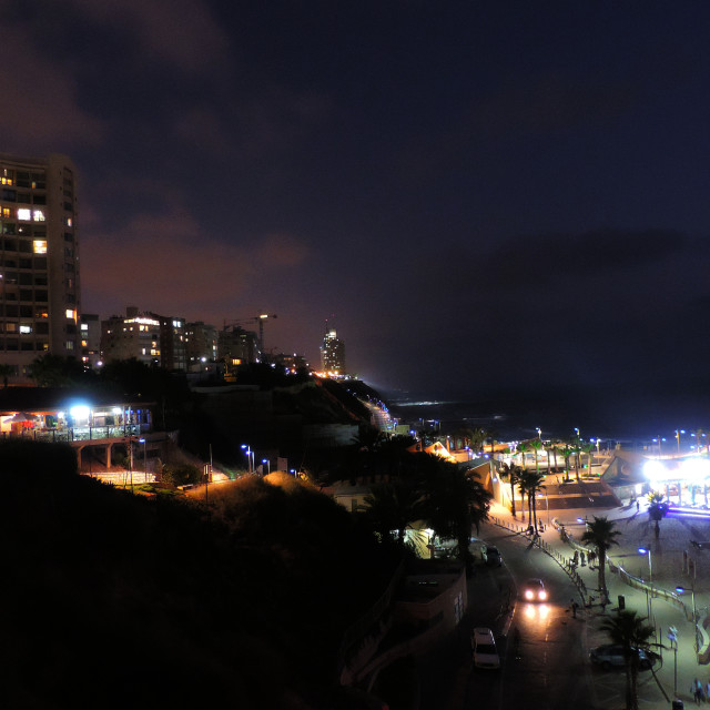 "The beach of Netanya at night" stock image