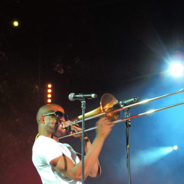 "Trombone Shorty" by Amit Mendelsohn - £50.00 "Trombone Shorty" stock image