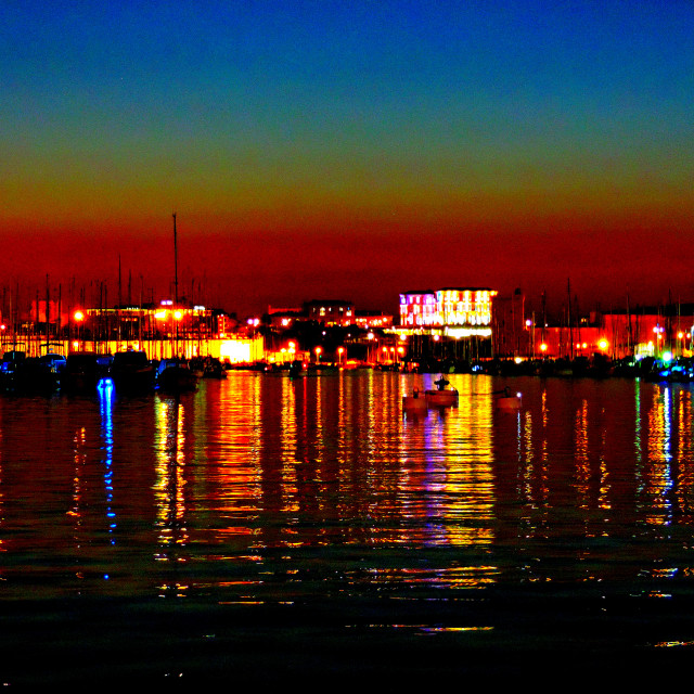 "The old port at night" stock image