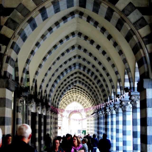 "A corridor with shops" stock image