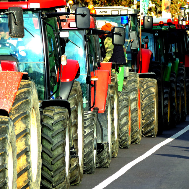 "A convoy of tractors" stock image