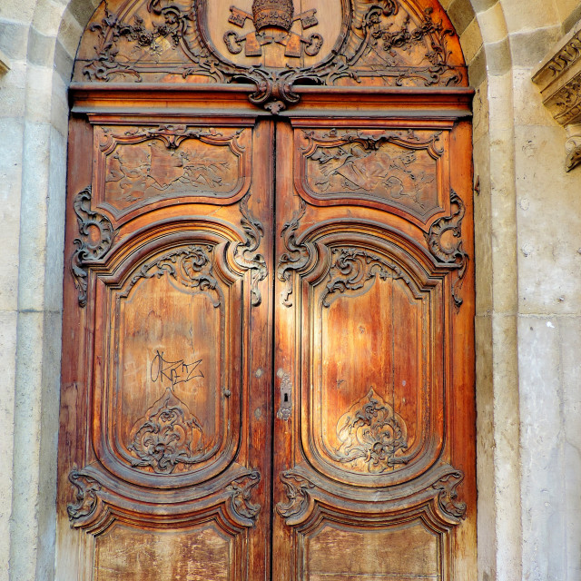 "An old door in Lyon" stock image