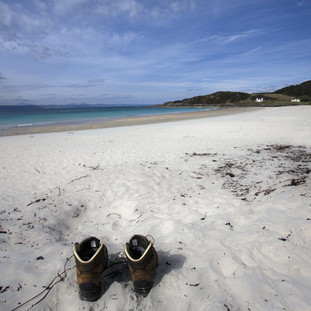 "A Welcome Break from the Hike, Camusdarach Beach" stock image