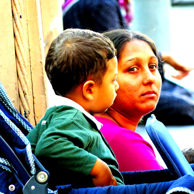 "A gypsy mother and her son" stock image