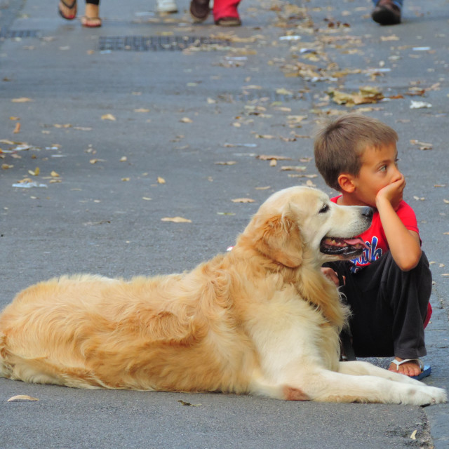 "Waiting for papa" stock image