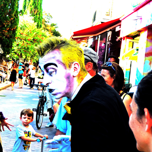 "A performer in the street" stock image