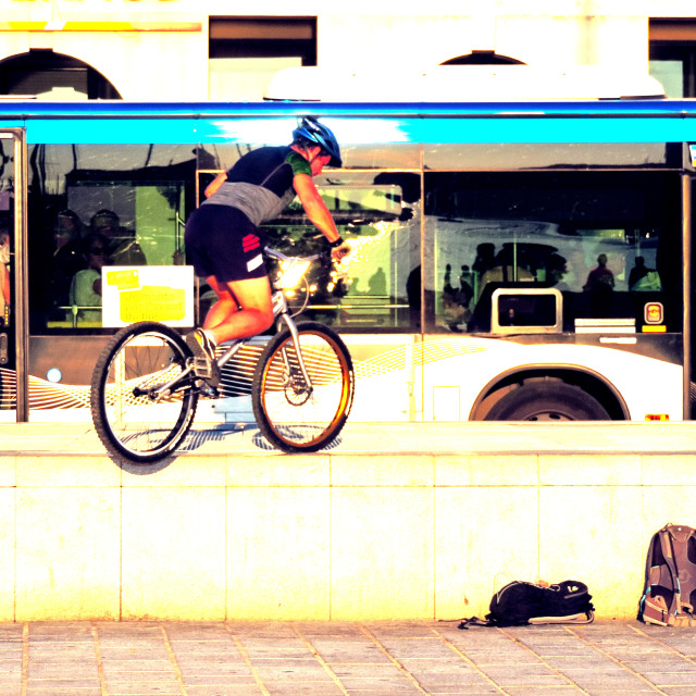 "Bicycle acrobatics" stock image