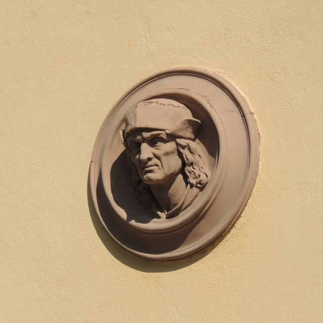 "Freiburg, Germany head in the wall" by Amit Mendelsohn - £50.00 "Freiburg, Germany head in the wall" stock image