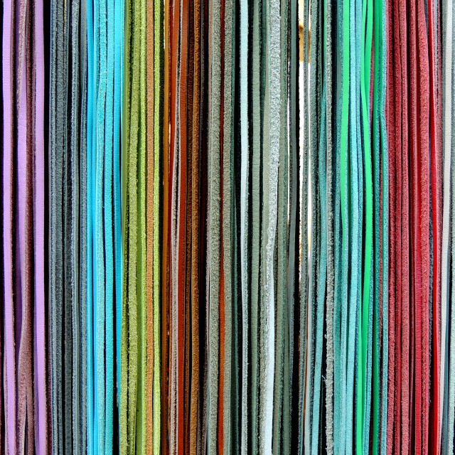 "leather strips in colours" by Amit Mendelsohn - £50.00 "leather strips in colours" stock image