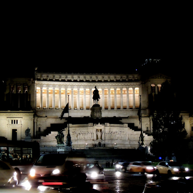 "Vittorio Emmanuel monument at night" by Amit Mendelsohn - £50.00 "Vittorio Emmanuel monument at night" stock image