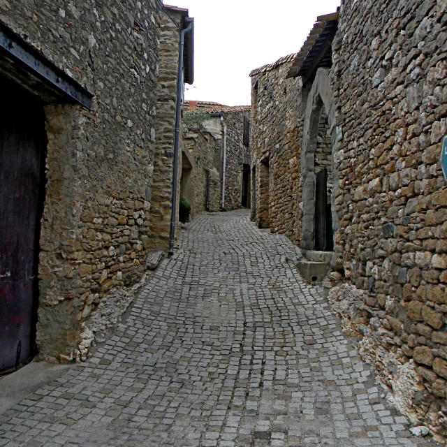 "Minerve, Hérault, France - stone street" stock image