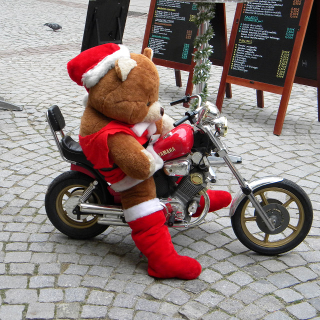 "Teddy on a motorcycle" by Amit Mendelsohn - £50.00 "Teddy on a motorcycle" stock image