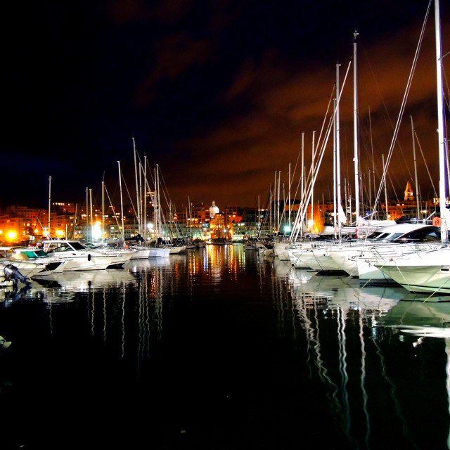 "The old port at night" stock image