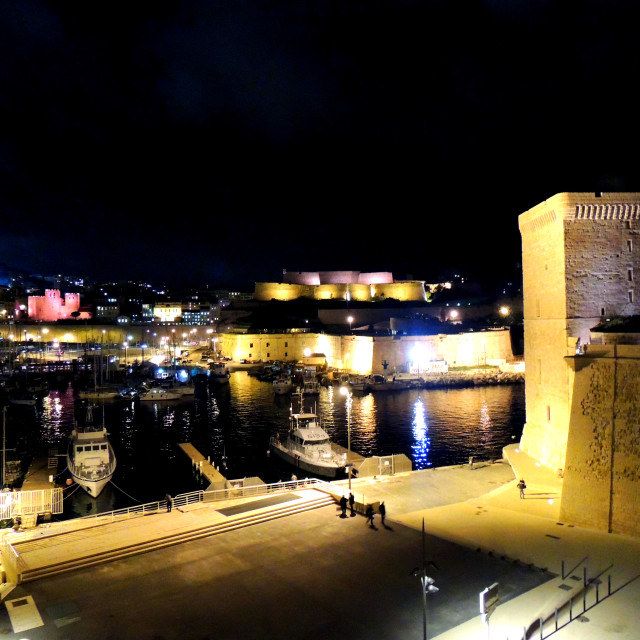 "The old port at night" stock image