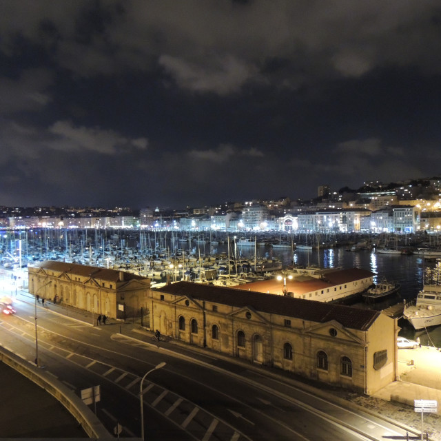 "The old port at night" stock image