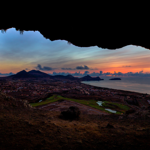 "Sunset at Porto Santo Island, Madeira Archipelago, Portugal." stock image