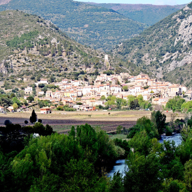 "Roquebrun, Hérault" by Amit Mendelsohn - £50.00 "Roquebrun, Hérault" stock image