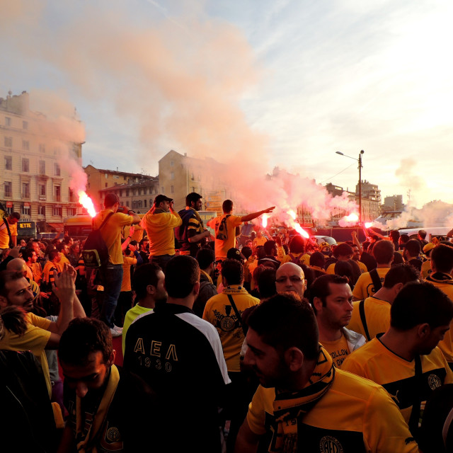 "Limassol fans in Marseille" by Amit Mendelsohn - £50.00 "Limassol fans in Marseille" stock image