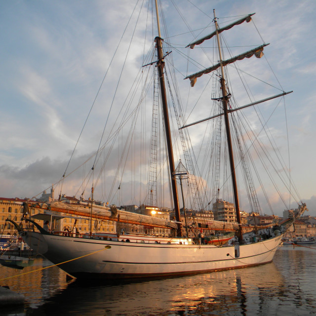 "A Boat in the sunset" stock image