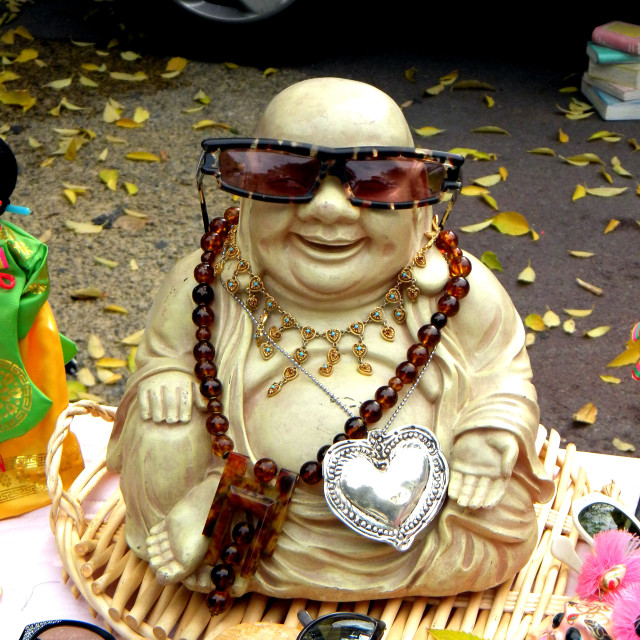 "Buddha has a reason to smile" by Amit Mendelsohn - £50.00 "Buddha has a reason to smile" stock image