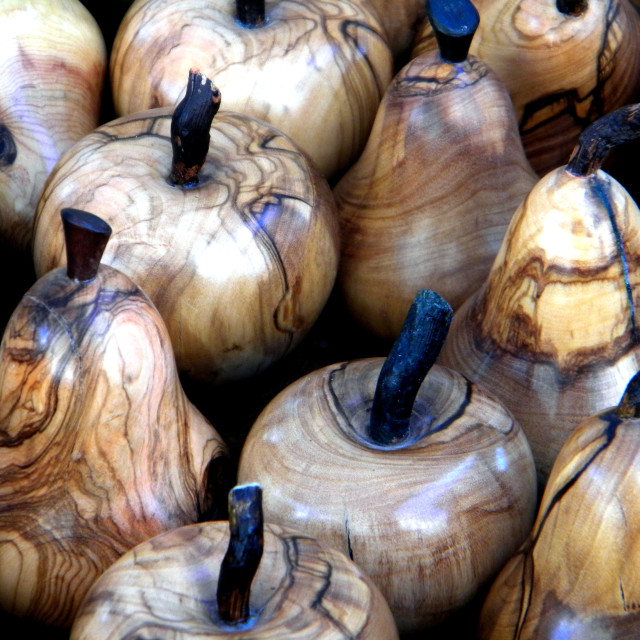 "Wooden pears and Apples" by Amit Mendelsohn - £50.00 "Wooden pears and Apples" stock image