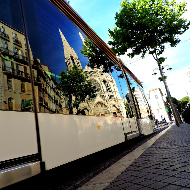 "The church on a tramway" by Amit Mendelsohn - £50.00 "The church on a tramway" stock image