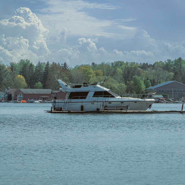 "Boat on Sodus Point" stock image