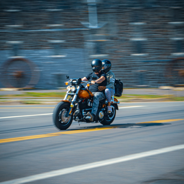 "Biker on NY-14" stock image