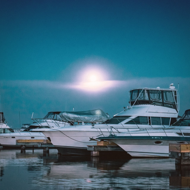 "Northwind Harbor Boat Reflection" stock image