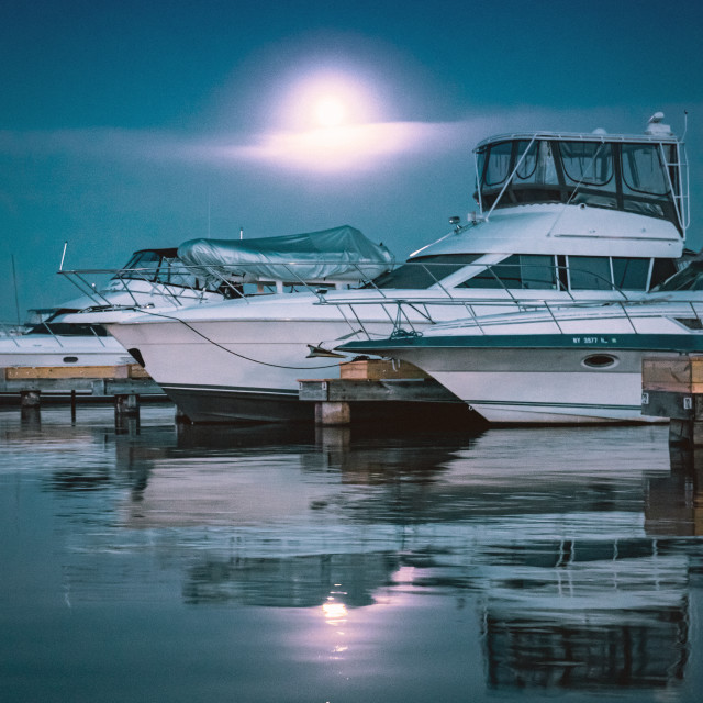 "Northwind Harbor Boat Reflection" stock image