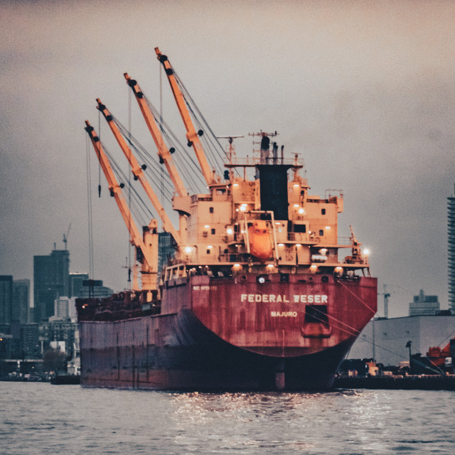 "Yacht and Tanker Toronto Lake Ontario" stock image